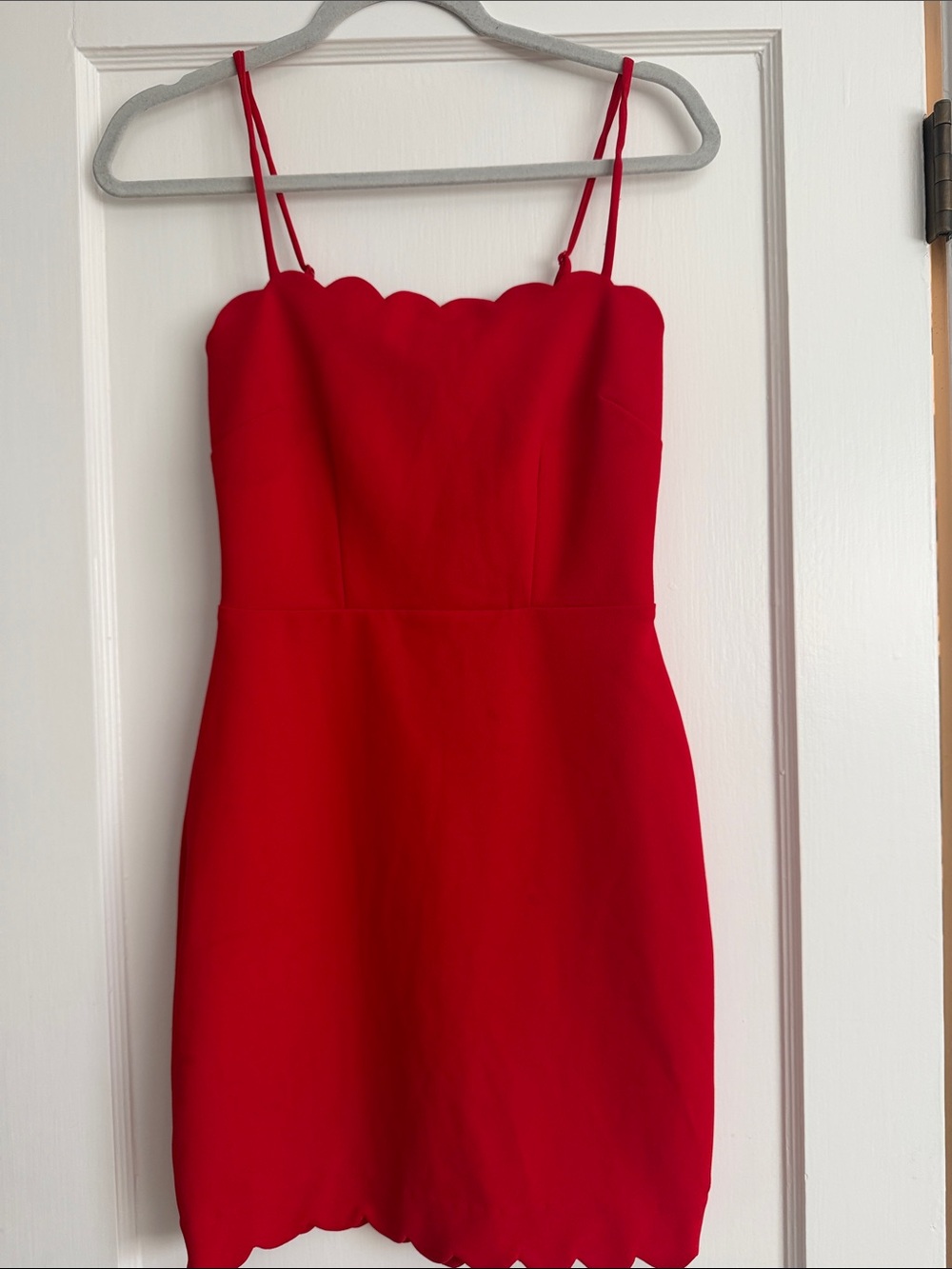 B Darlin Red Scallop-Edge Spaghetti Strap Mini Dress